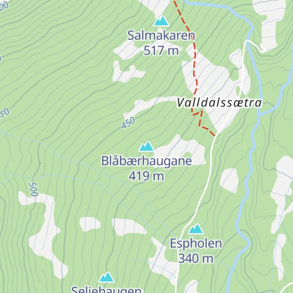Map of Blåbærhaugane