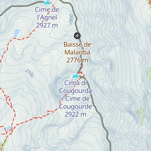 Map of Cima di Cougourda / Cime de Cougourde