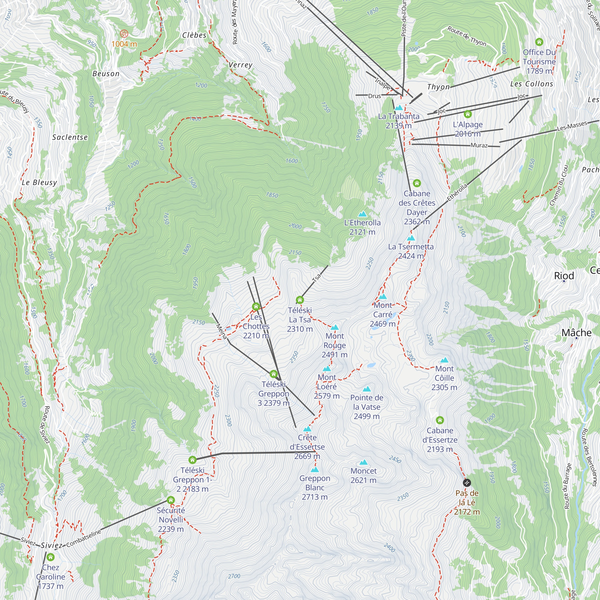Téléski La Tsa map