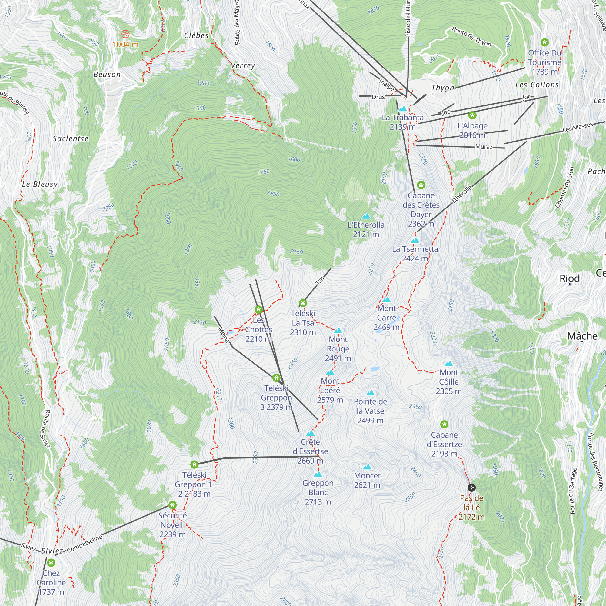 Téléski La Tsa map