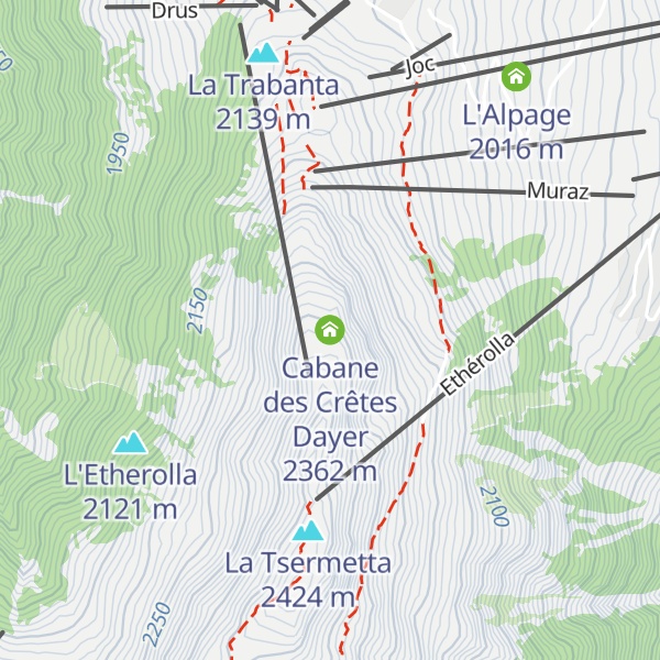 Map of Cabane des Crêtes Dayer