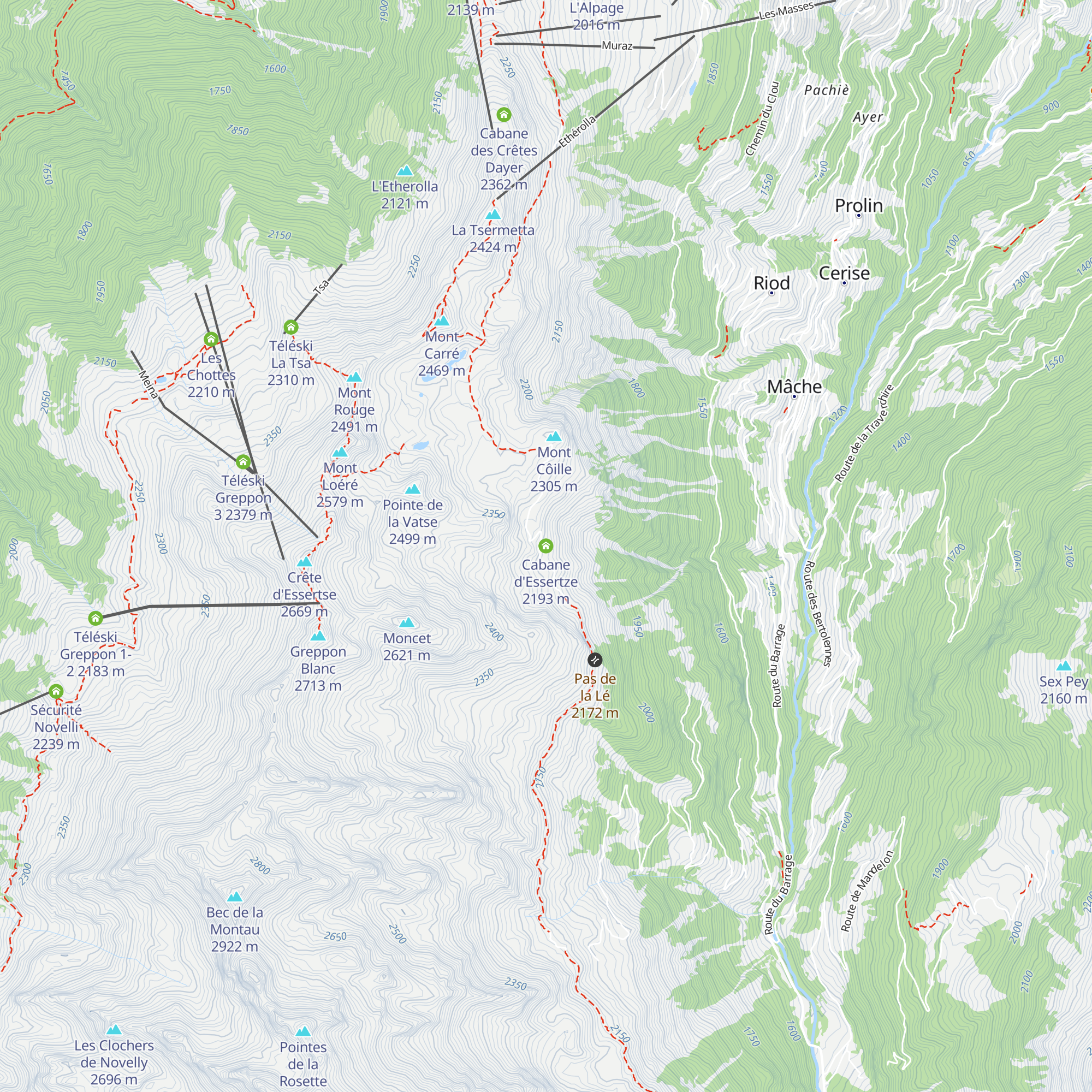 Cabane d'Essertze map