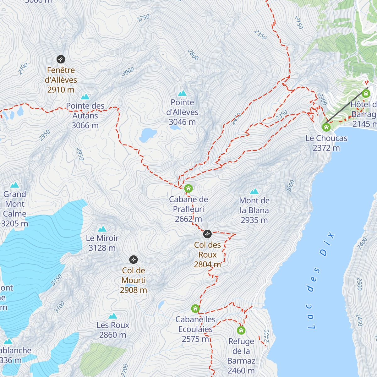 Cabane de Prafleuri map