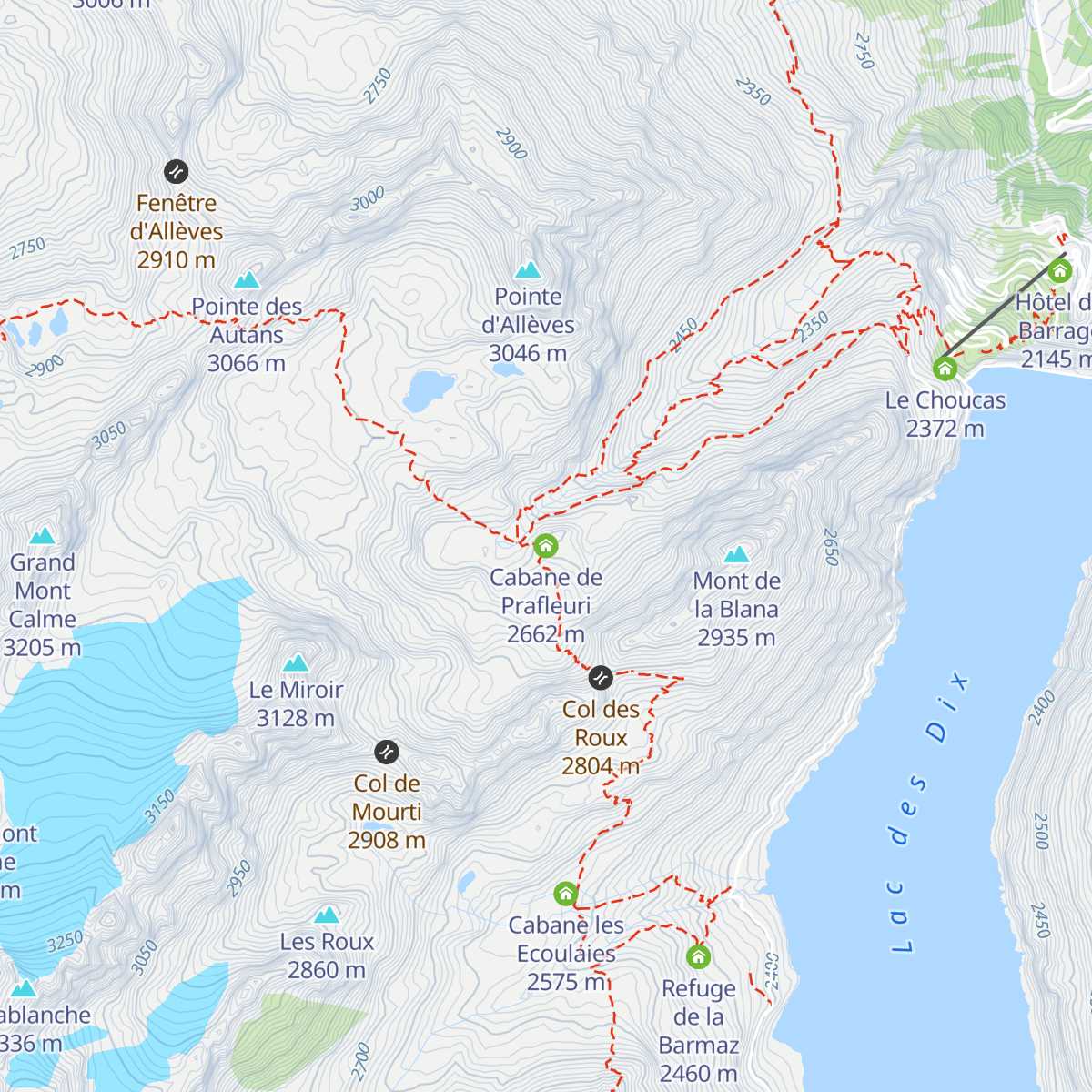 Cabane de Prafleuri map