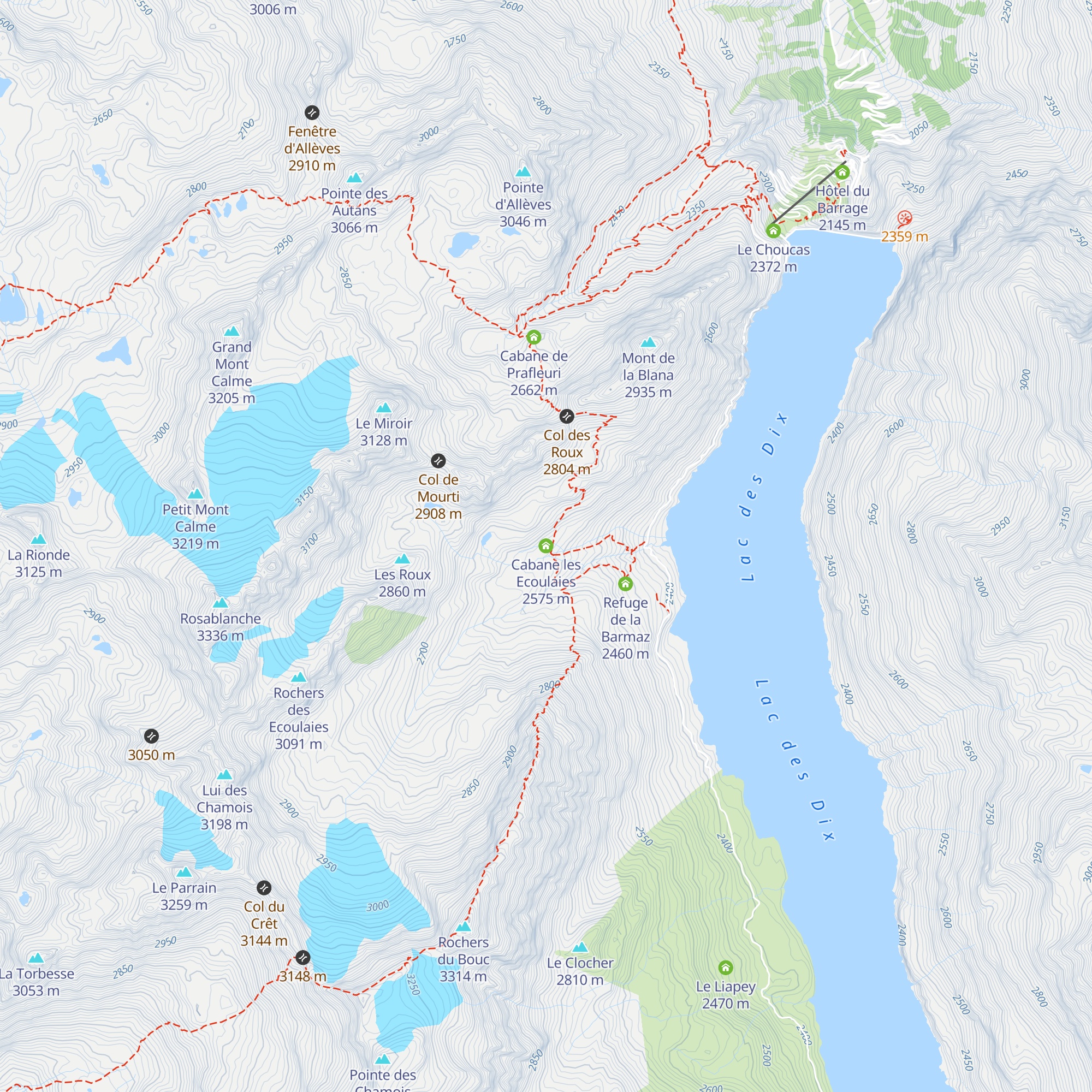 Cabane les Ecoulaies map