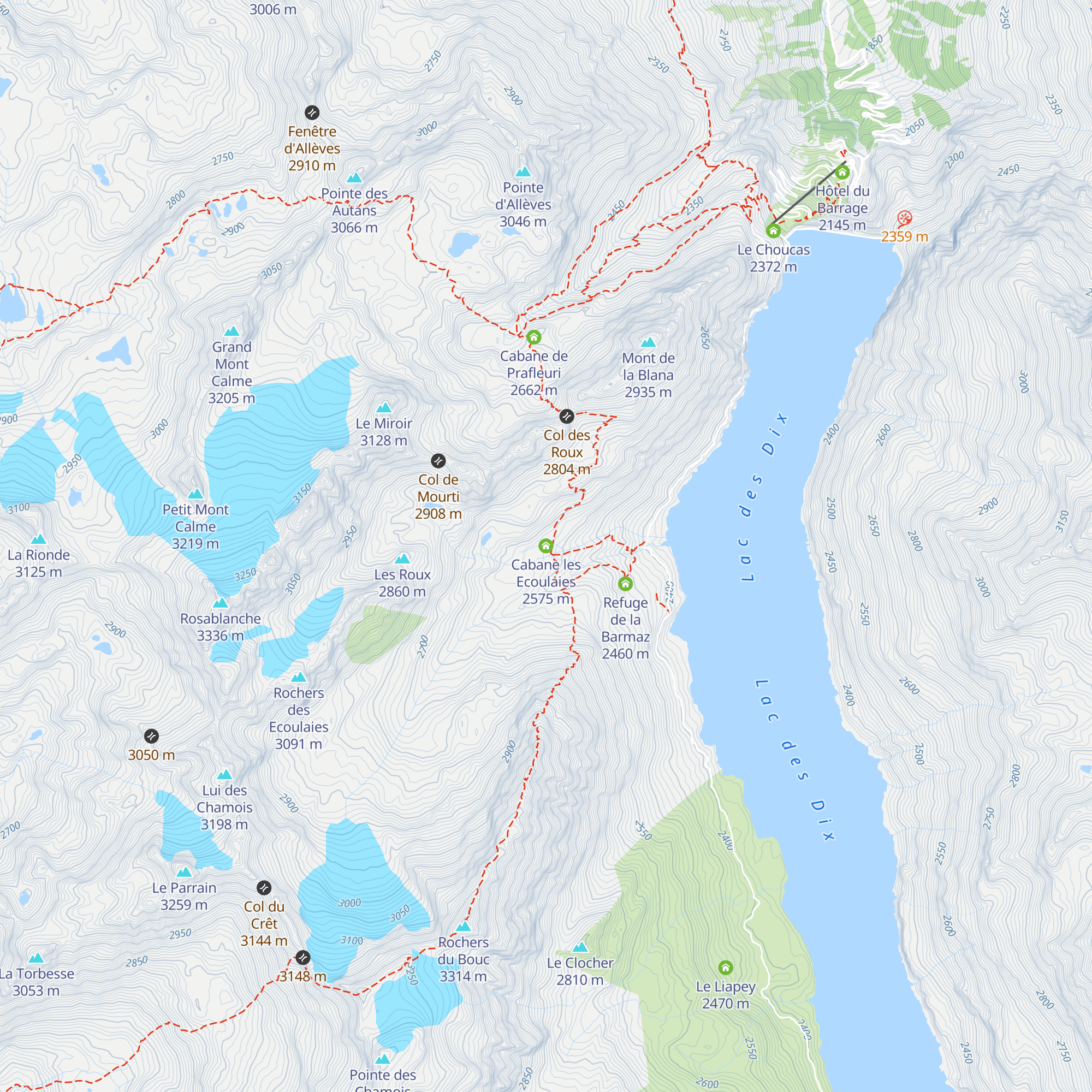 Cabane les Ecoulaies map