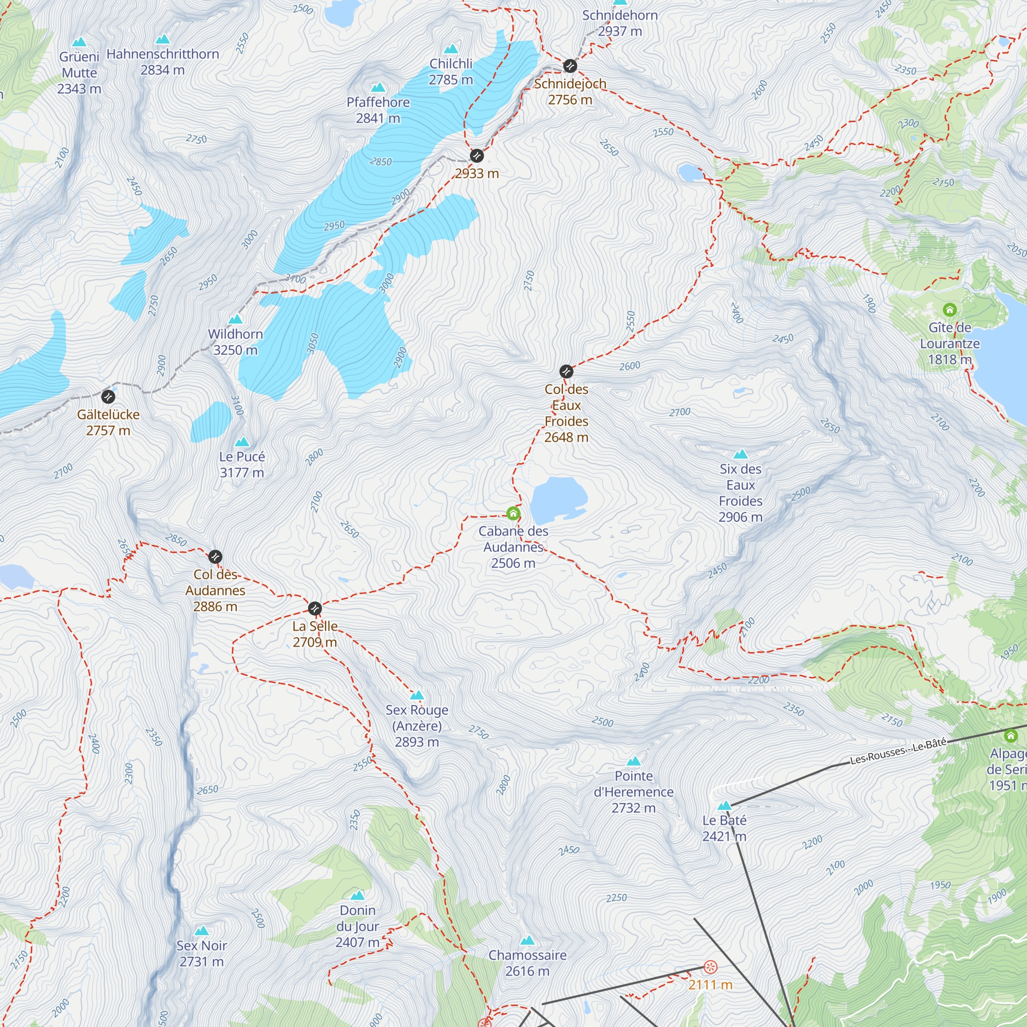 Cabane des Audannes map