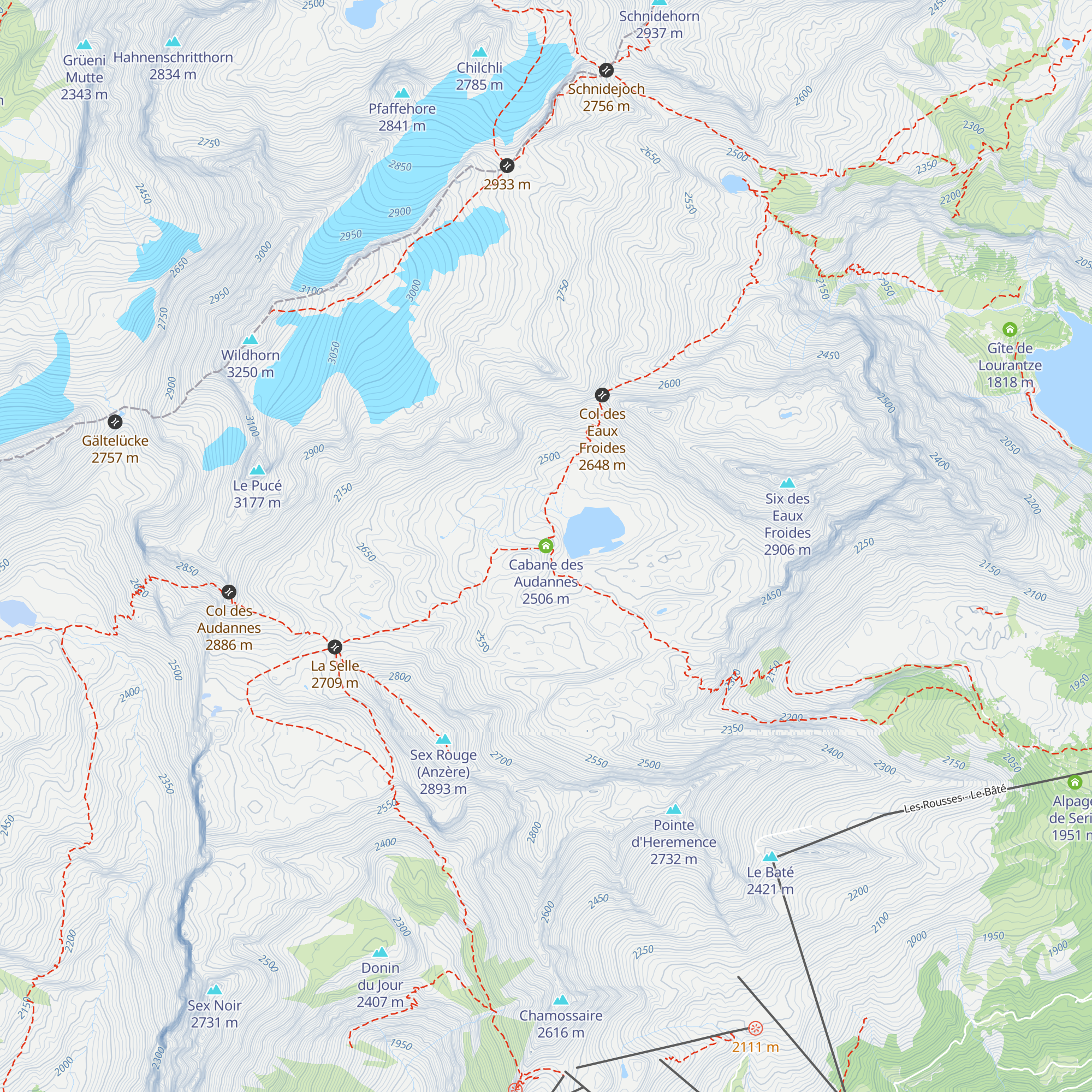 Cabane des Audannes map