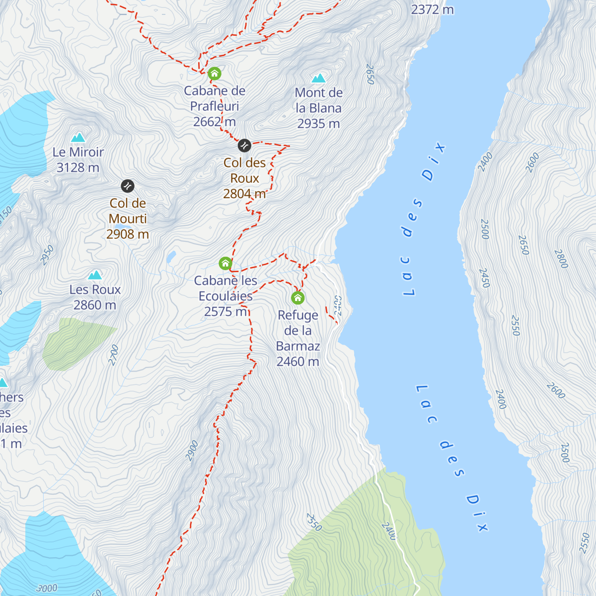 Refuge de la Barmaz map