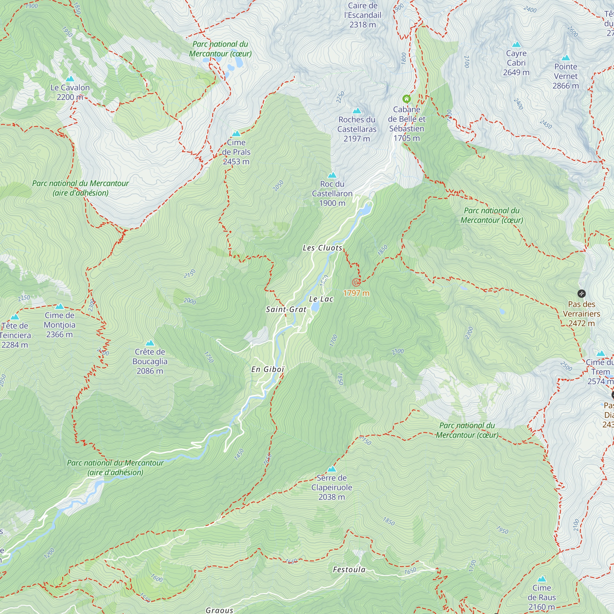 Refuge de la Gordolasque map