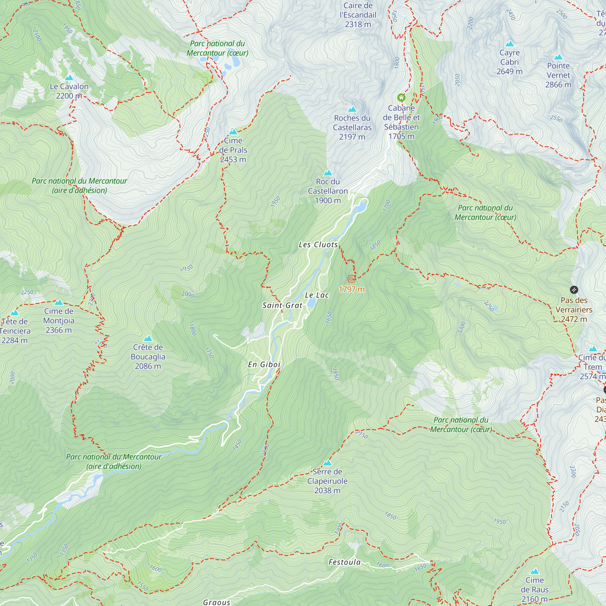 Refuge de la Gordolasque map