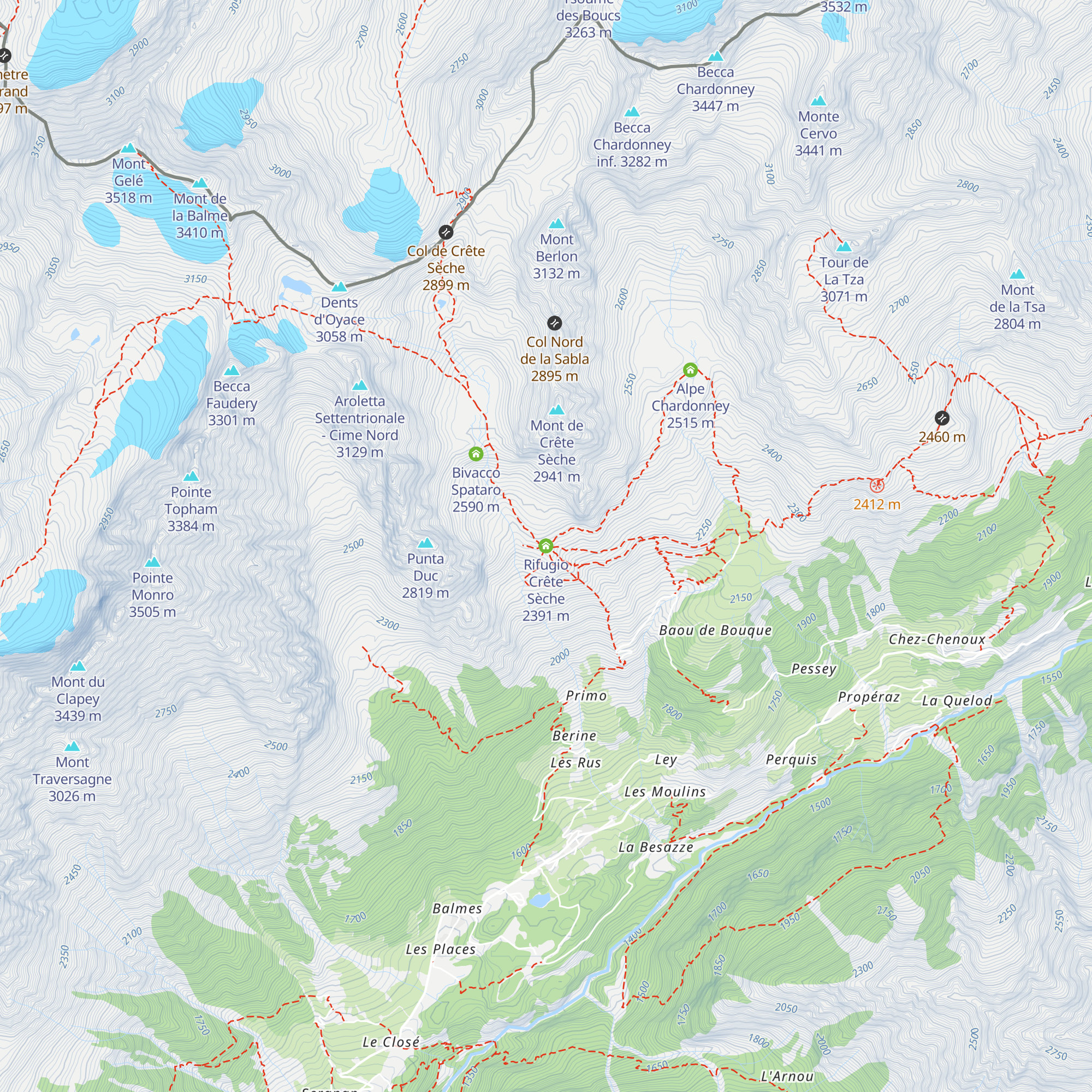 Rifugio Crête Sèche map