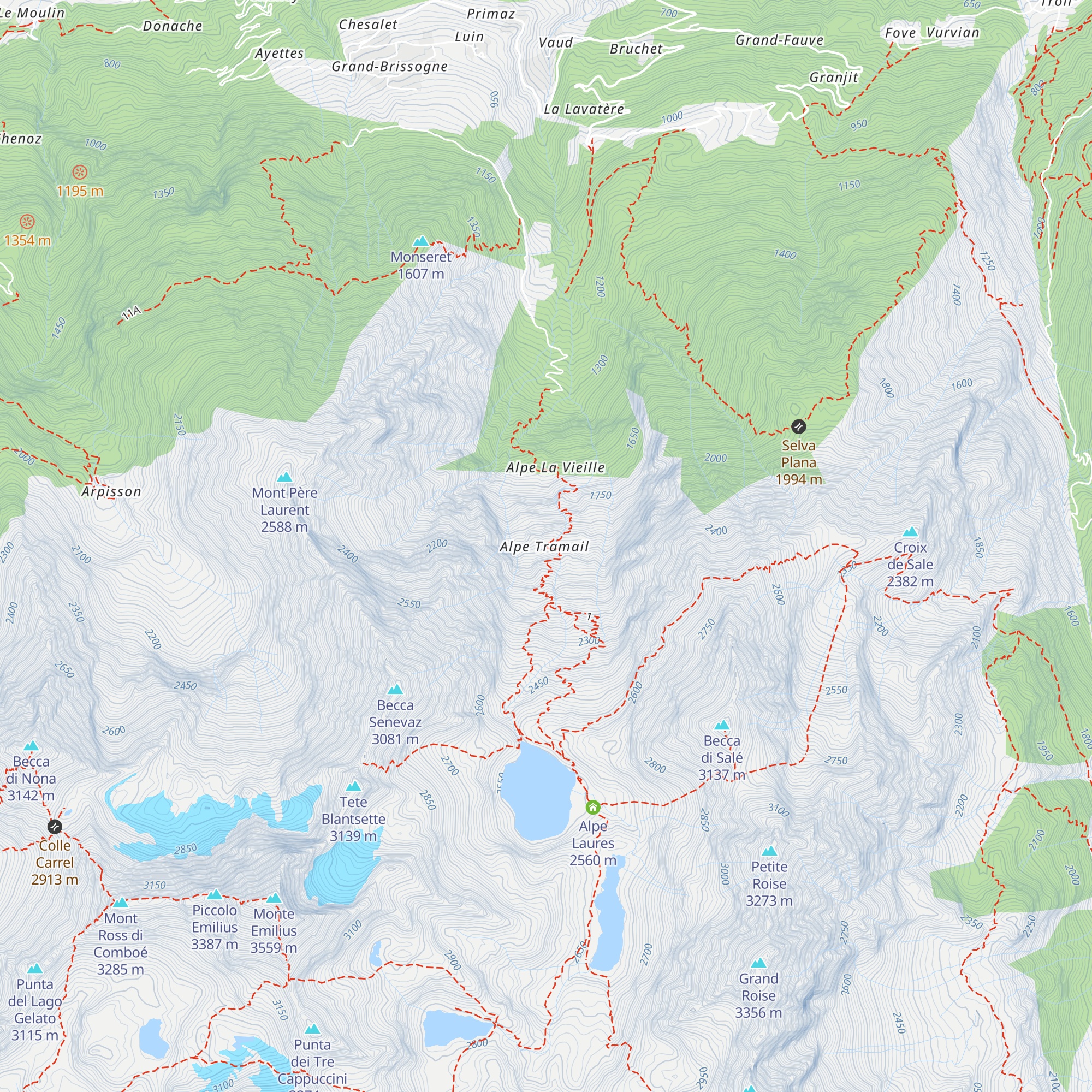 Bivacco Lo Tramail map