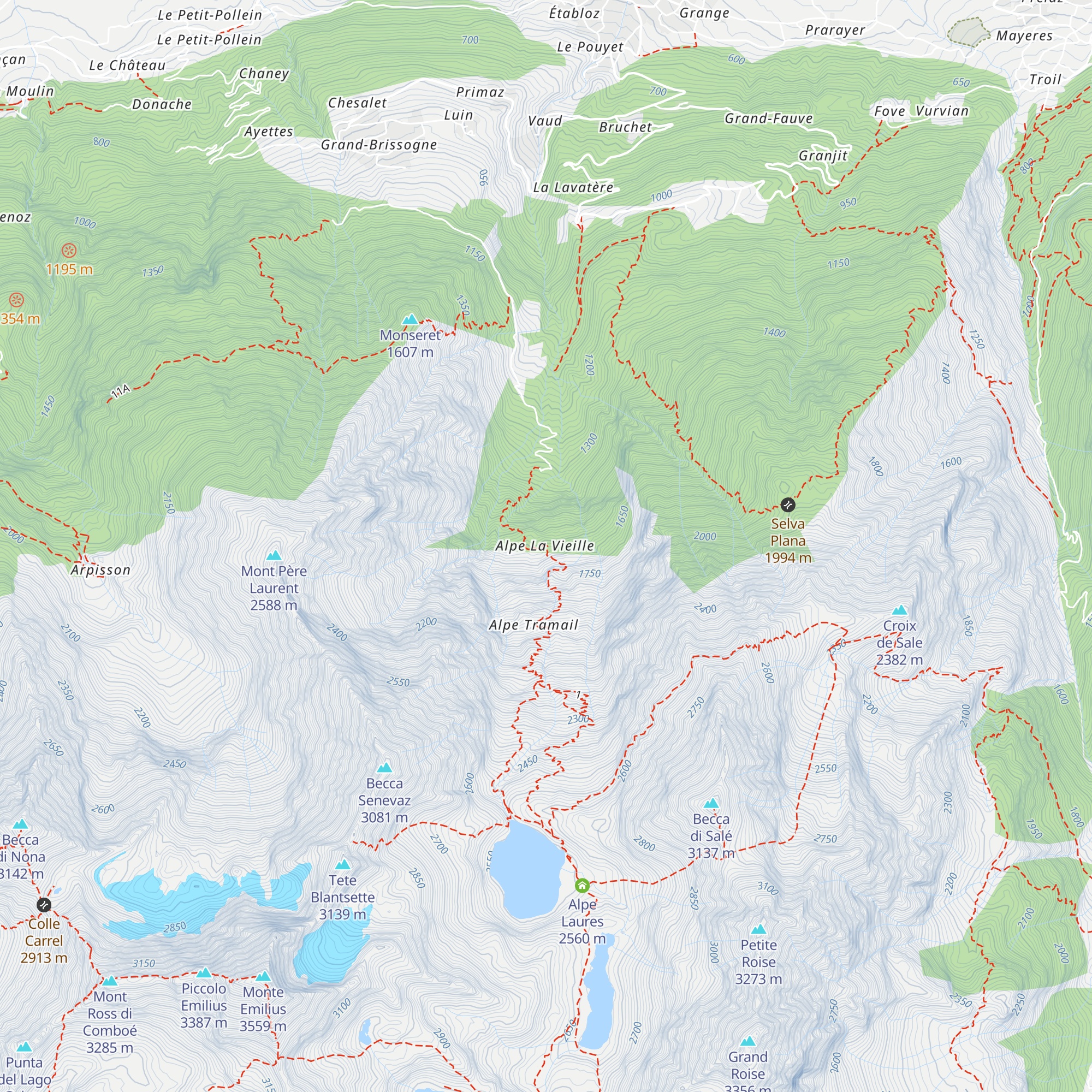 Bivacco La Vieille map