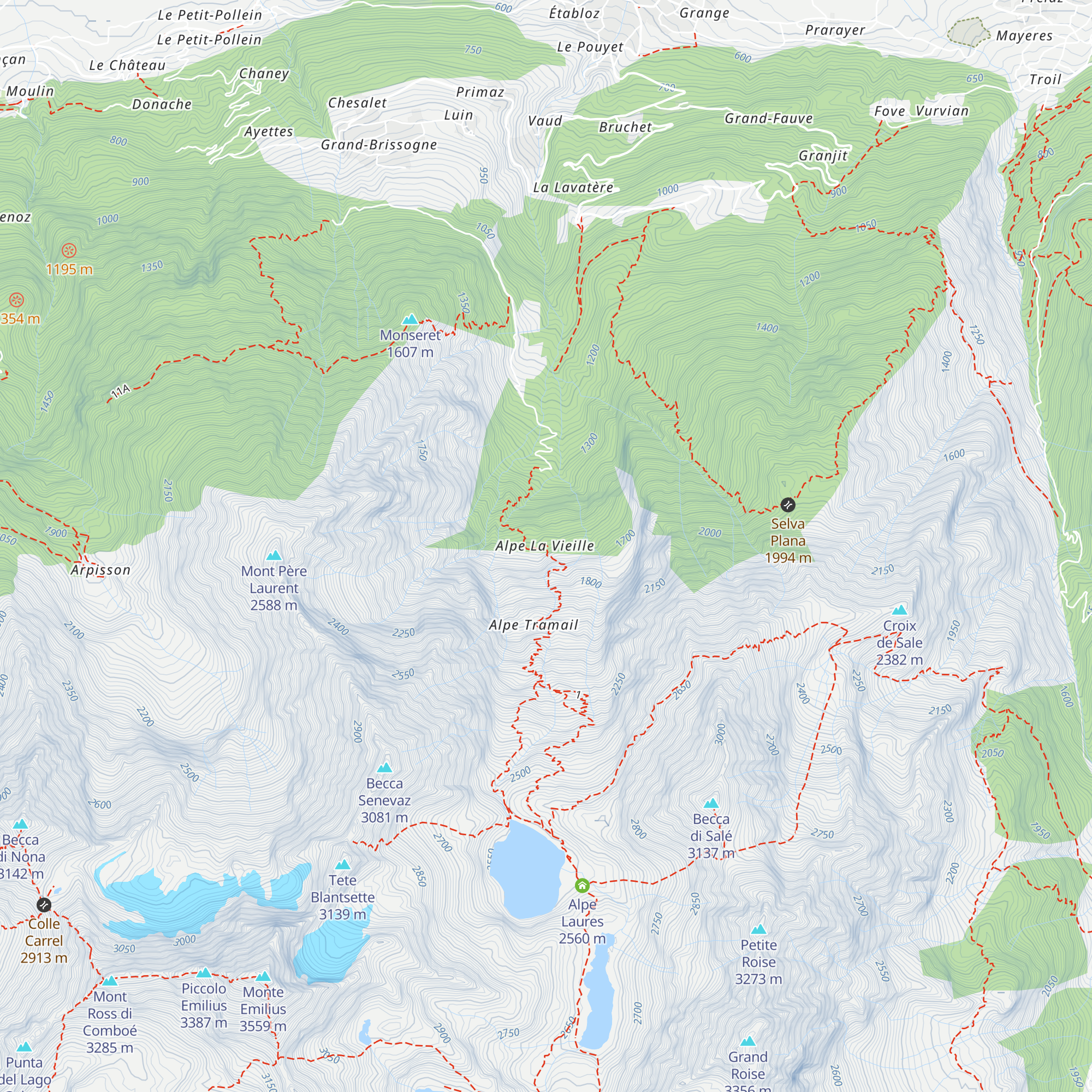 Bivacco La Vieille map