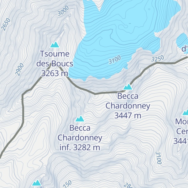 Map of Becca di Chardonney Ovest