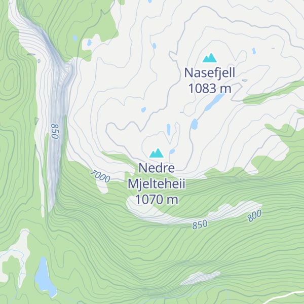 Map of Øvre Mjelteheii