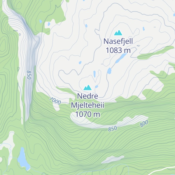 Map of Nedre Mjelteheii