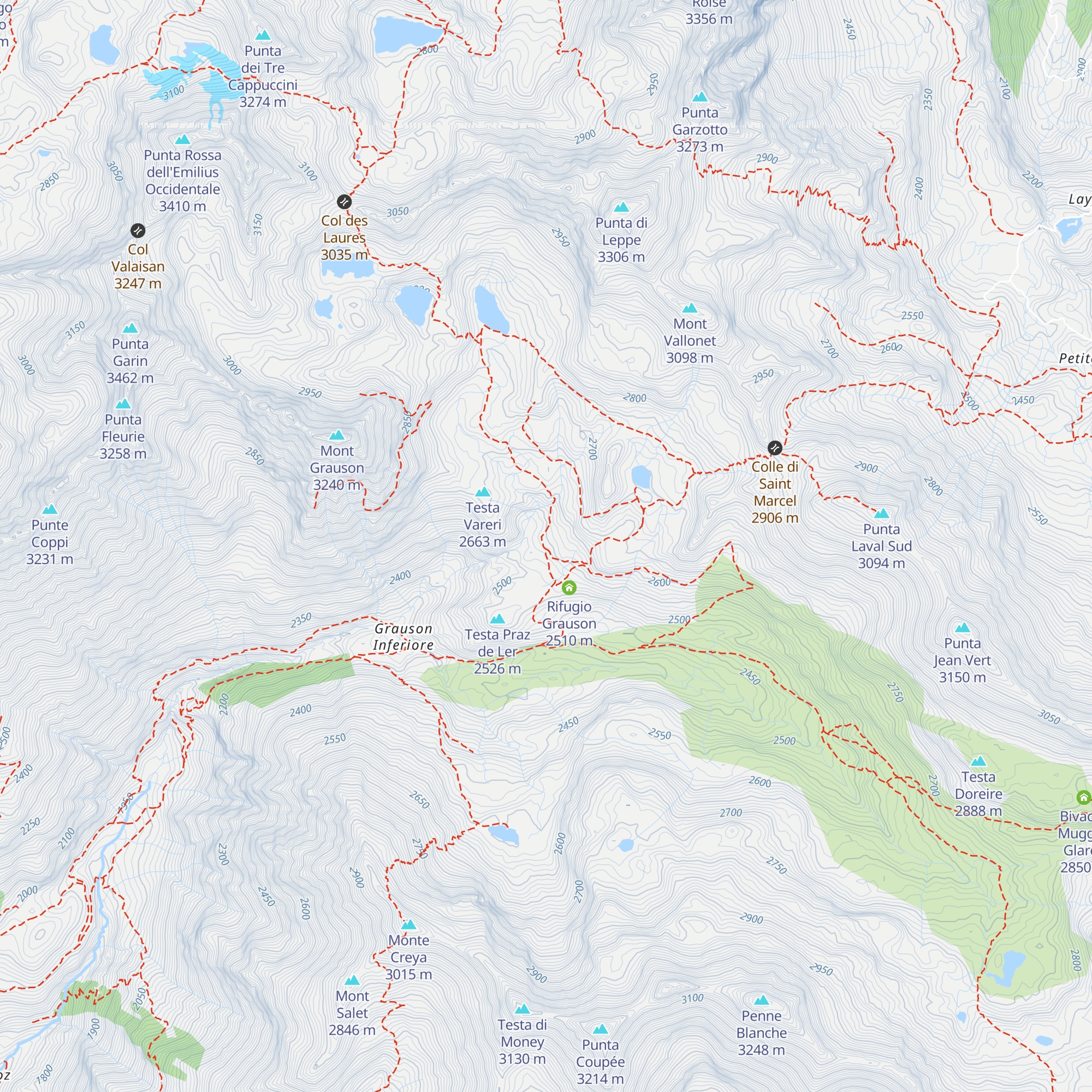 Alpeggio di Grauson Dessus map