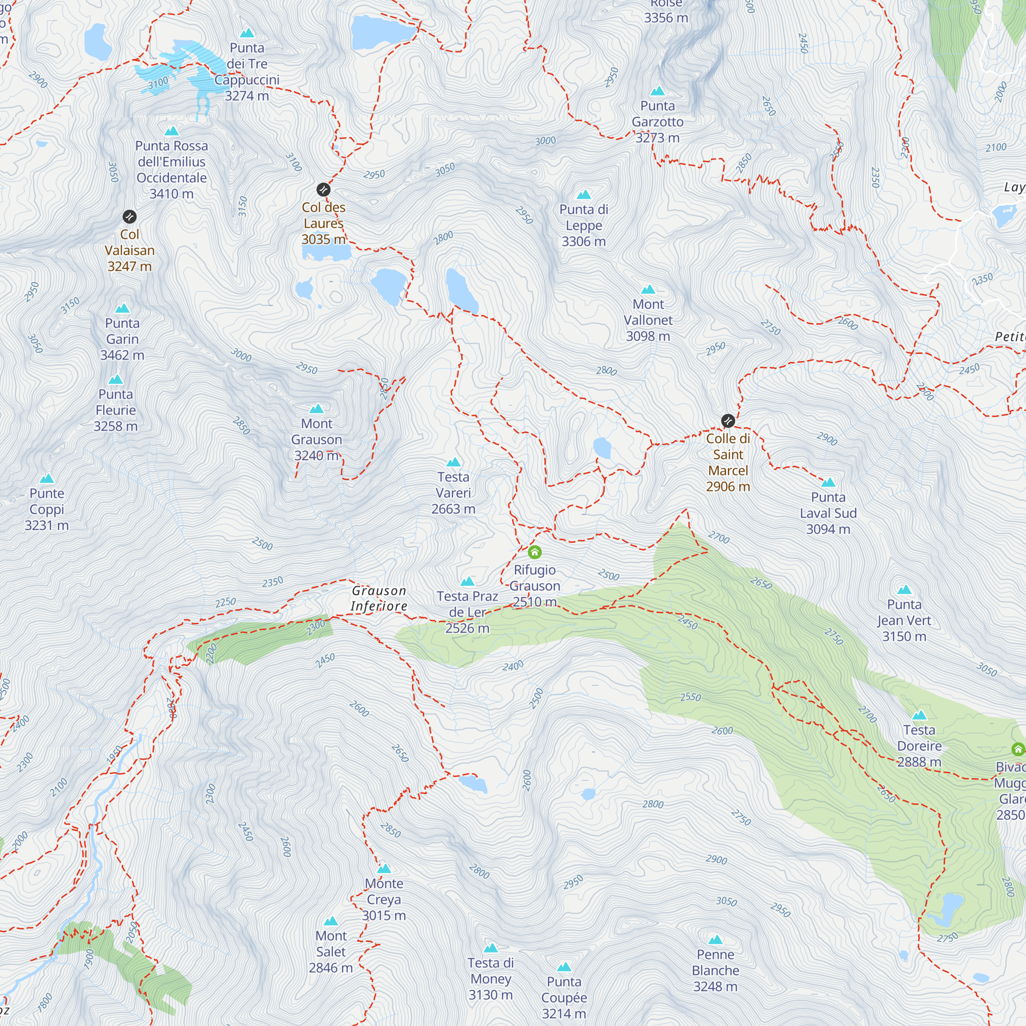 Alpeggio di Grauson Dessus map