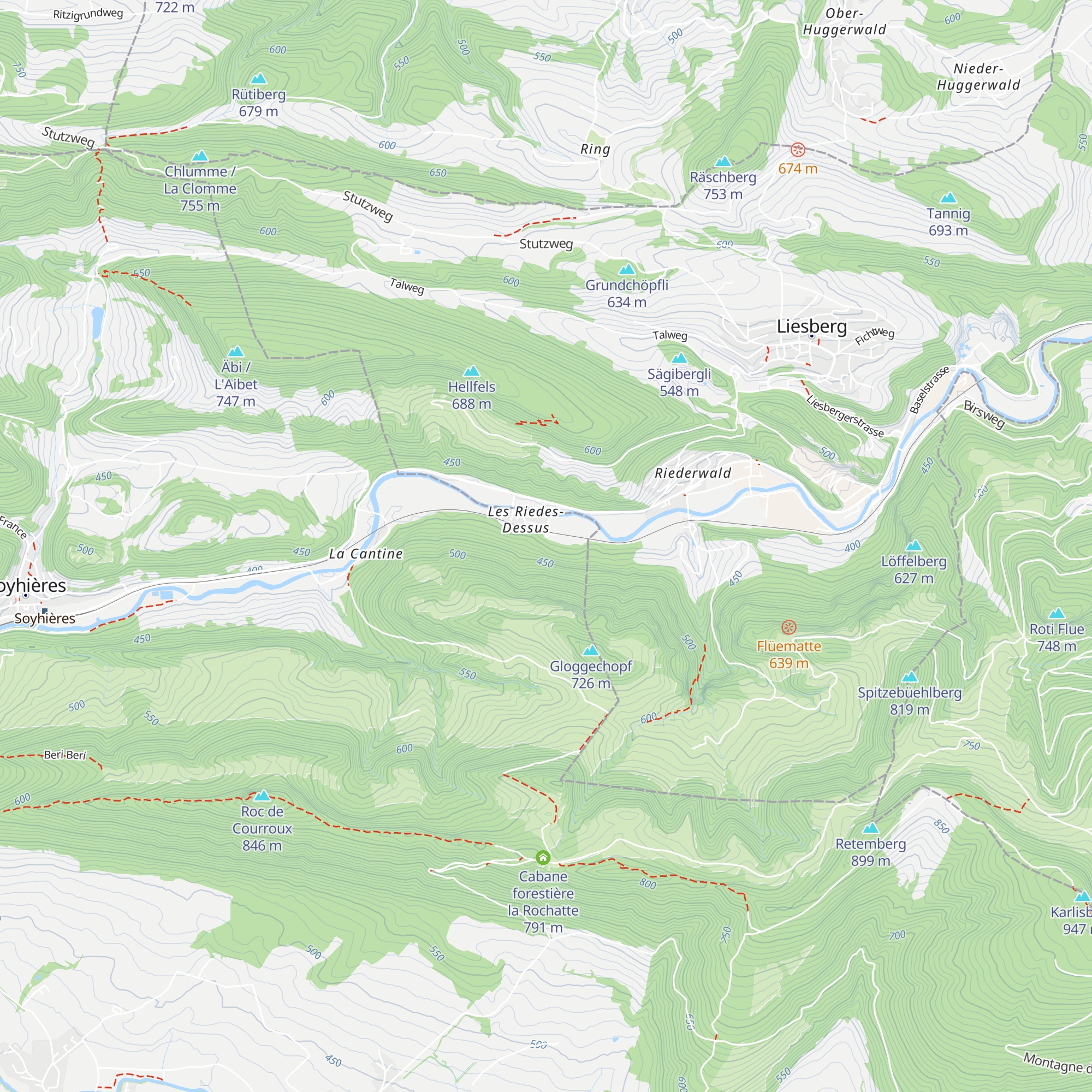 Cabane forestière de Riedes-Dessus map