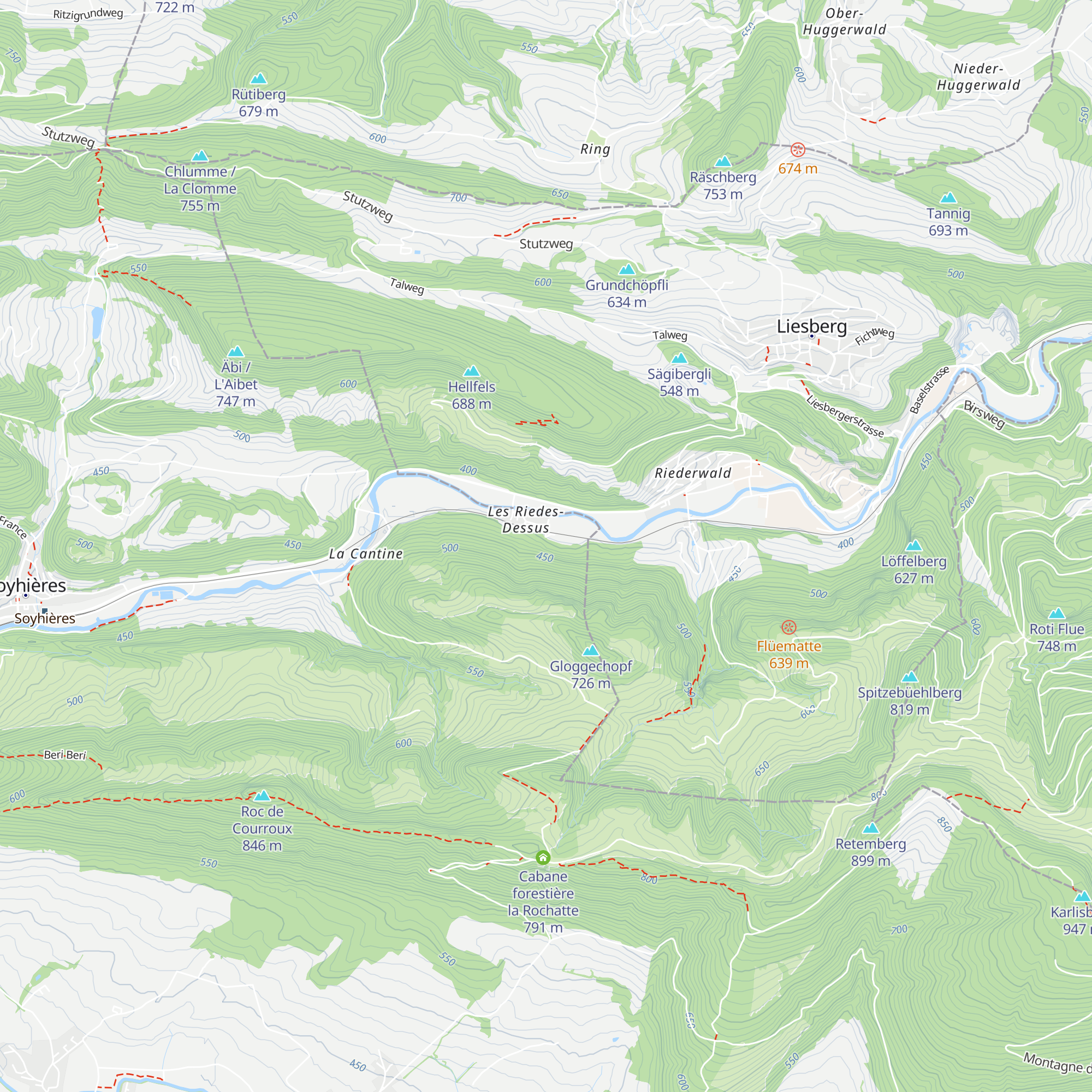 Cabane forestière de Riedes-Dessus map