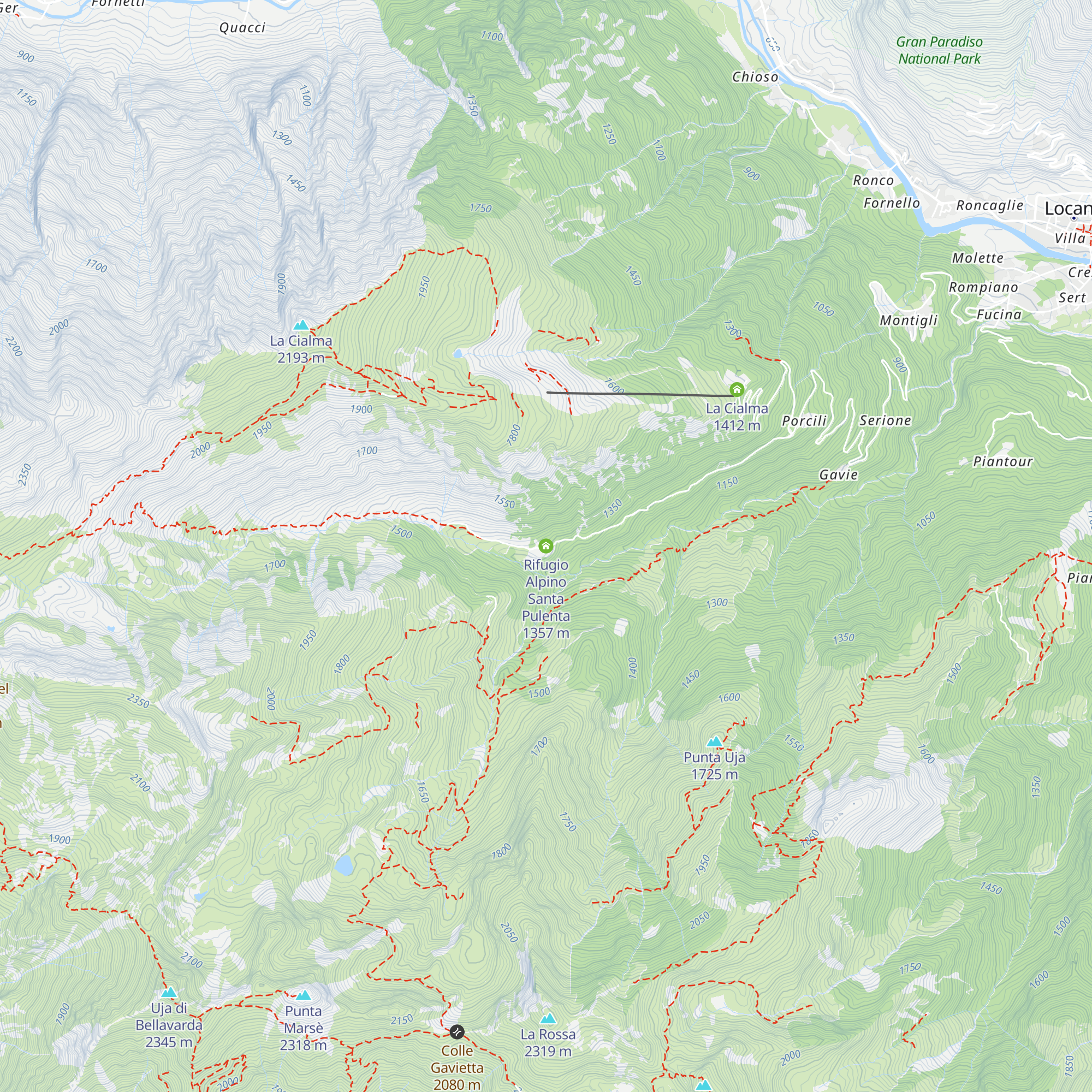 Rifugio Alpino Santa Pulenta map