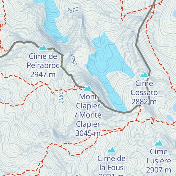 Map of Mont Clapier / Monte Clapier