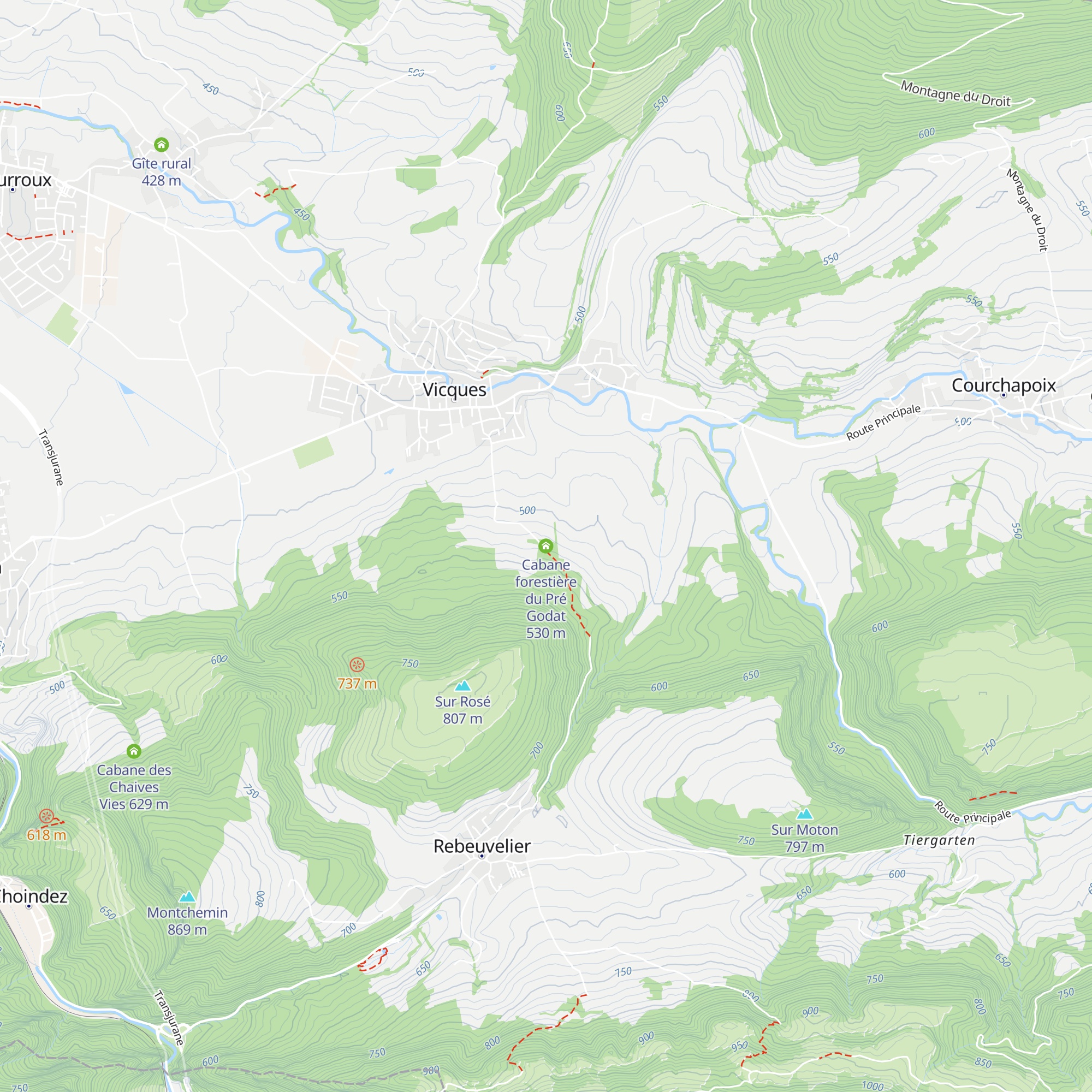 Cabane forestière du Pré Godat map
