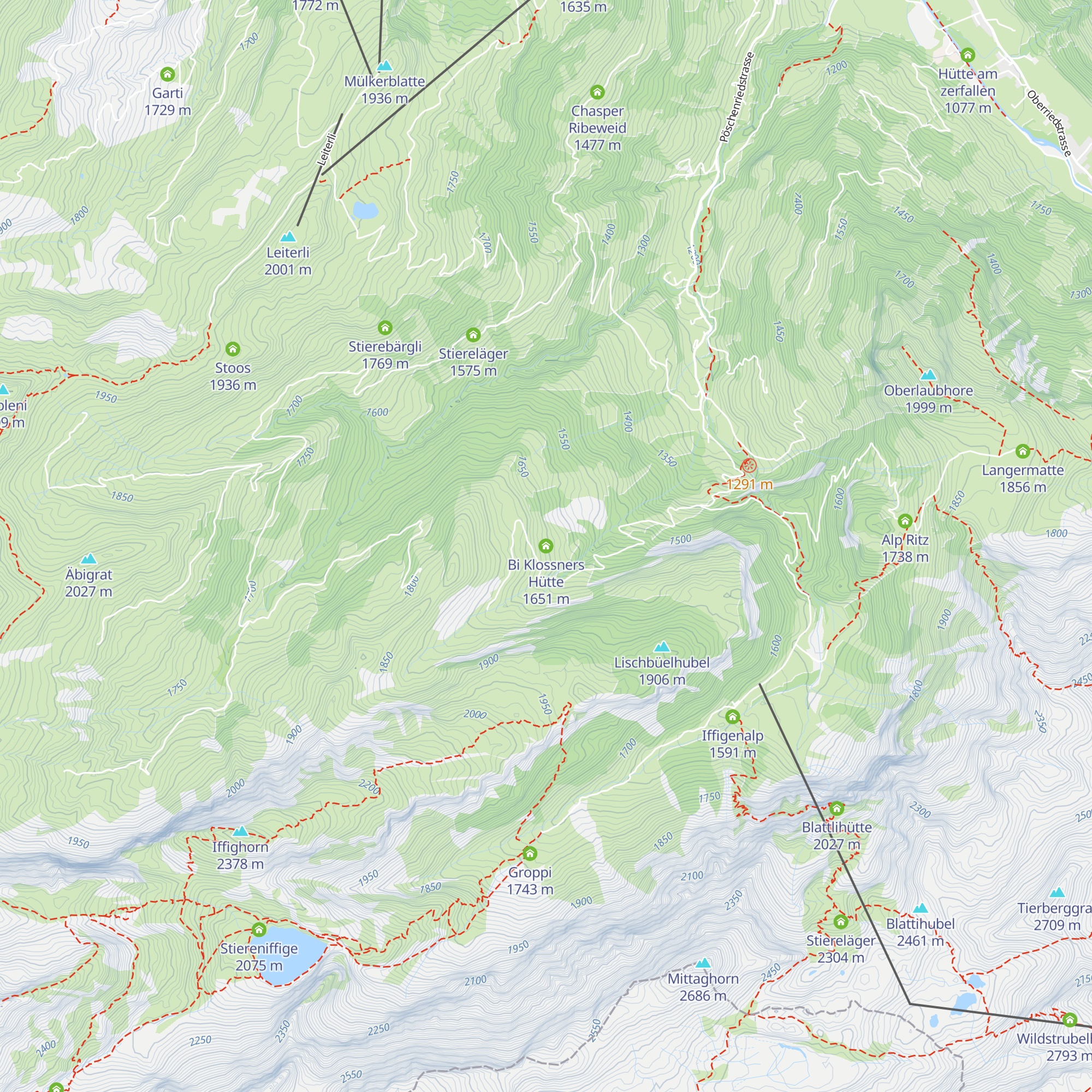 Bi Klossners Hütte map