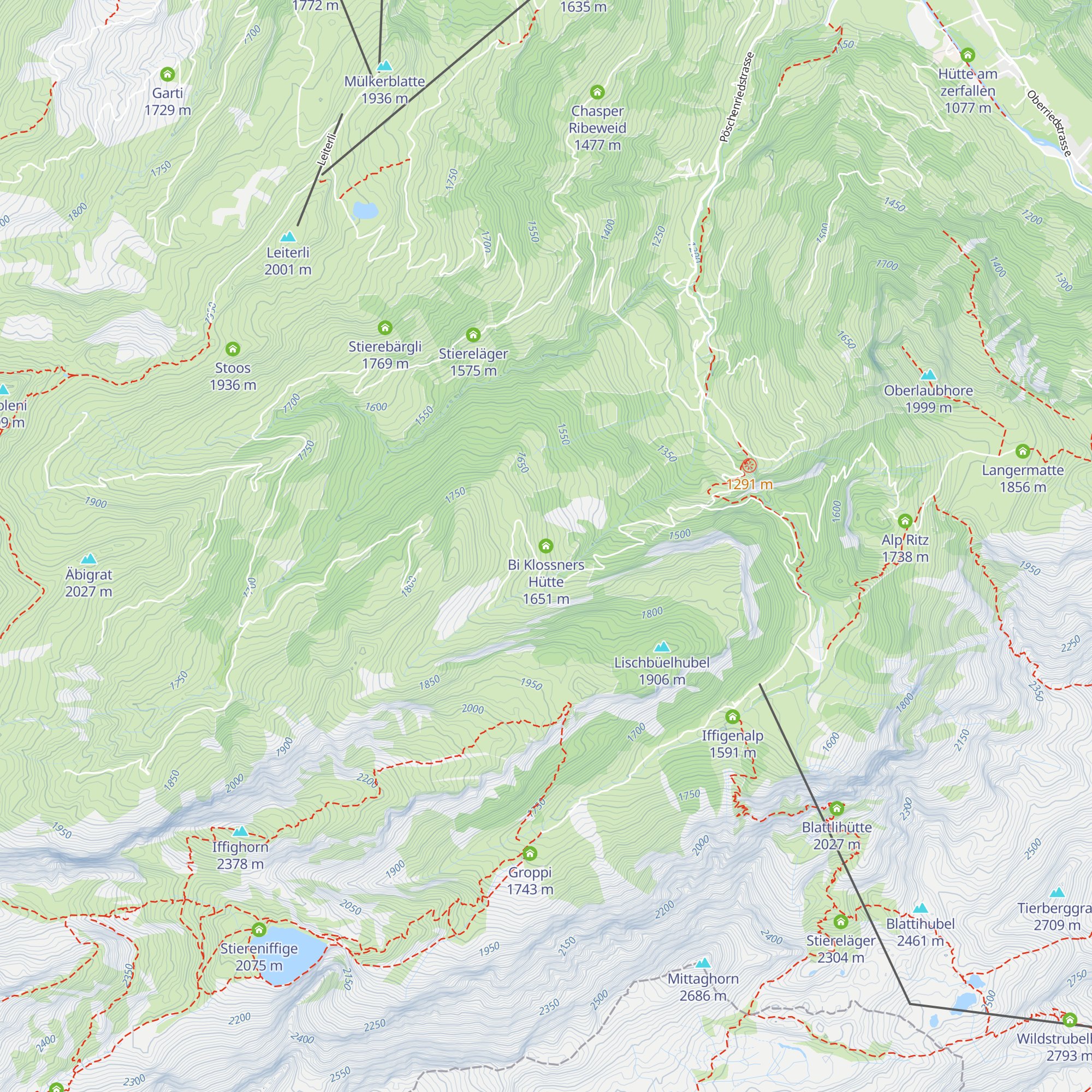 Bi Klossners Hütte map