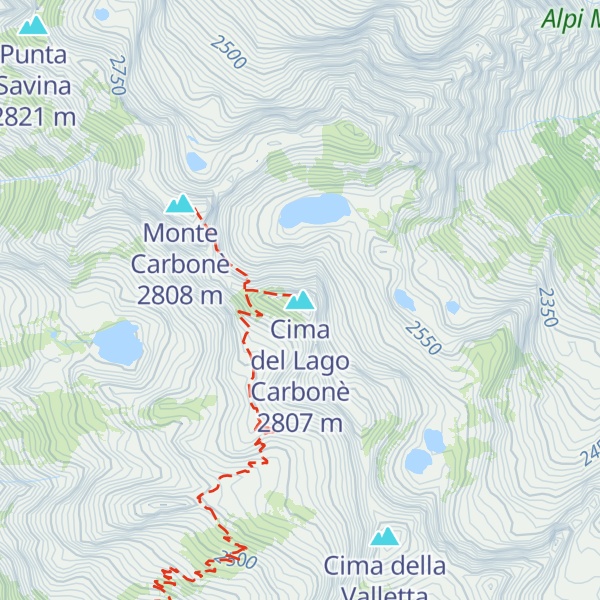 Map of Cima del Lago Carbonè