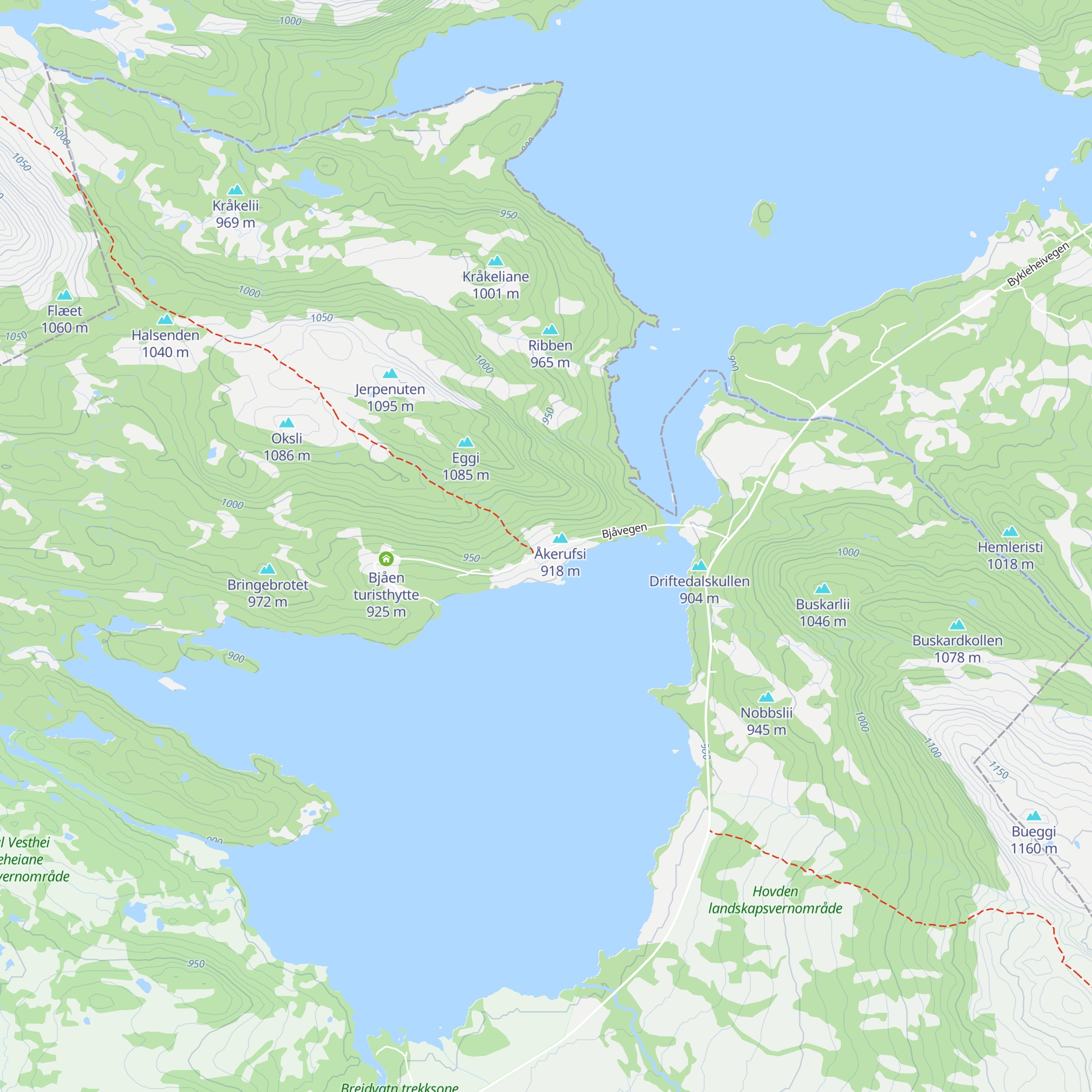 Breivatn høgfjellstove map