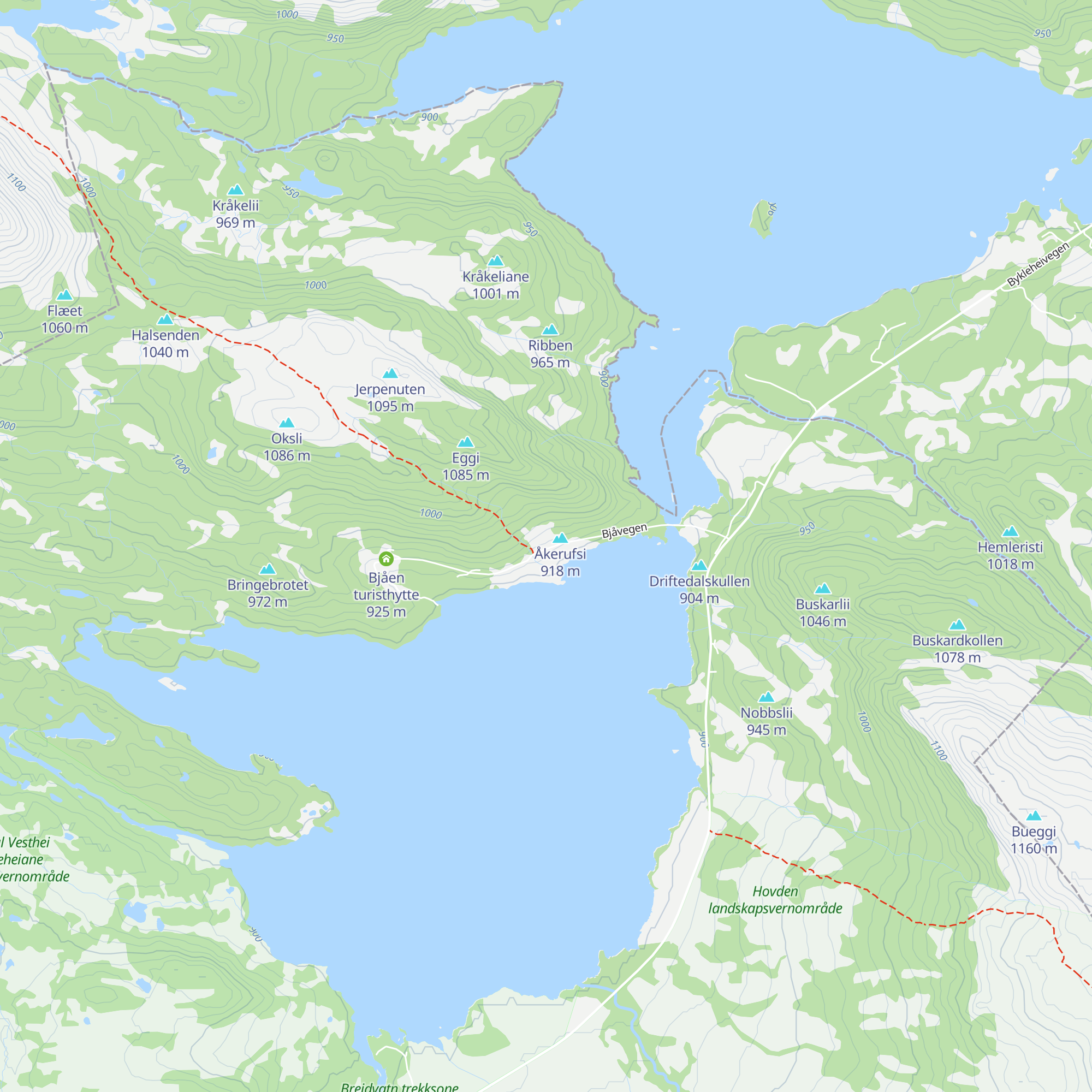 Breivatn høgfjellstove map