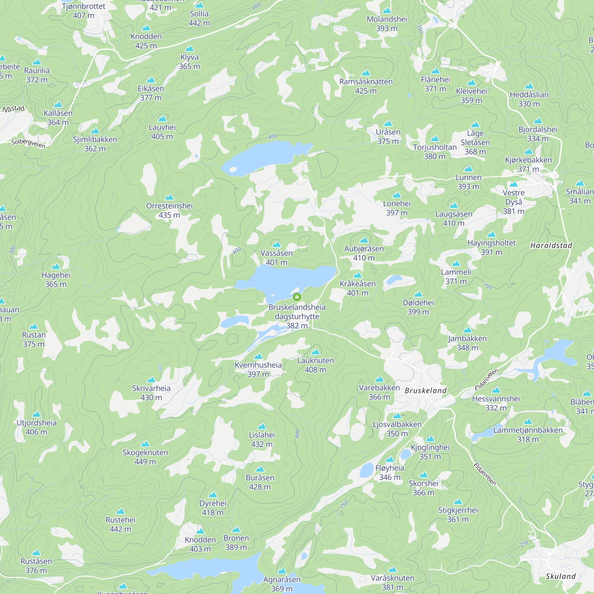 Bruskelandsheia dagsturhytte map