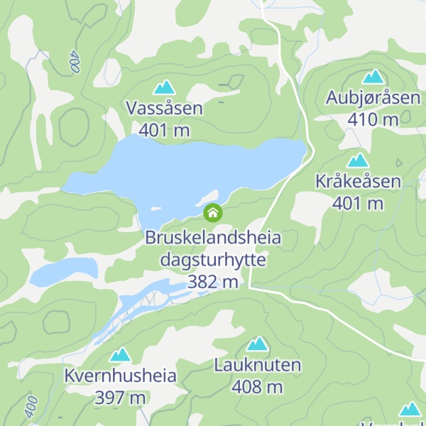 Map of Bruskelandsheia dagsturhytte