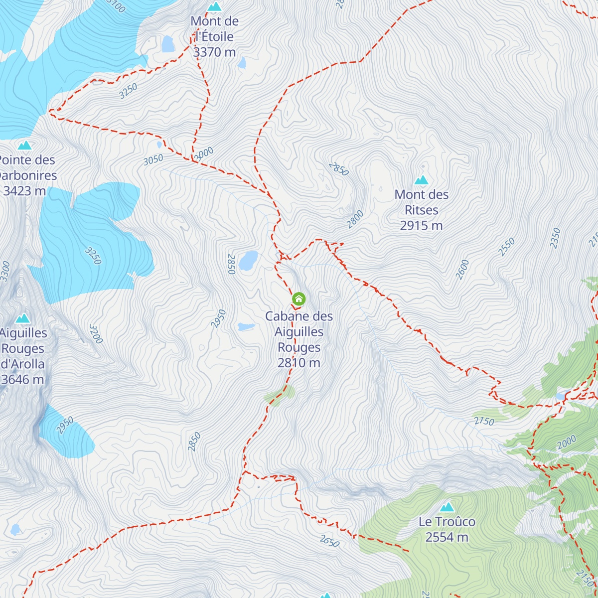 Cabane des Aiguilles Rouges map