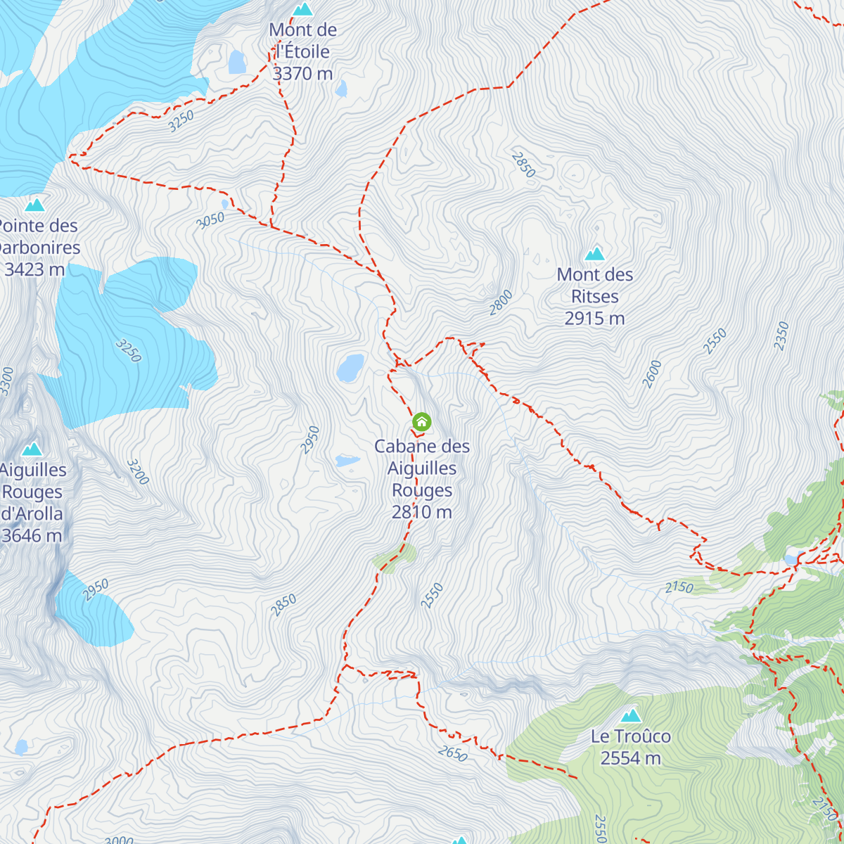 Cabane des Aiguilles Rouges map