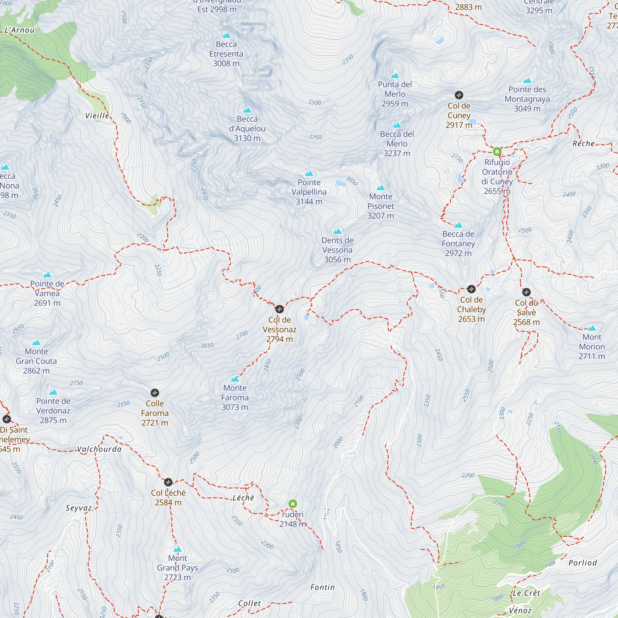 Bivacco Rosaire et Clermont map