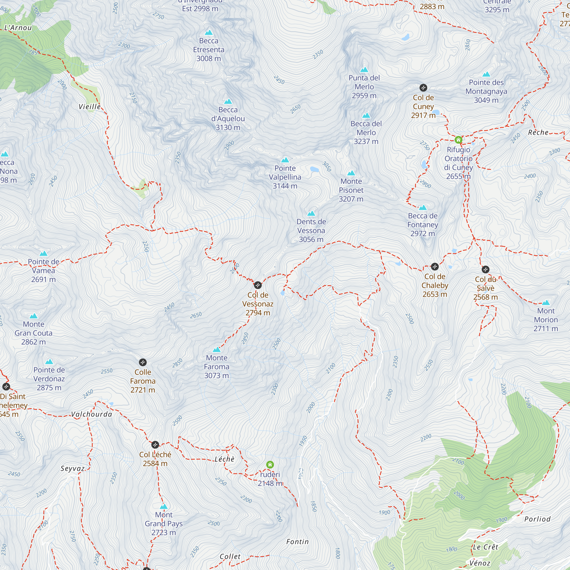 Bivacco Rosaire et Clermont map