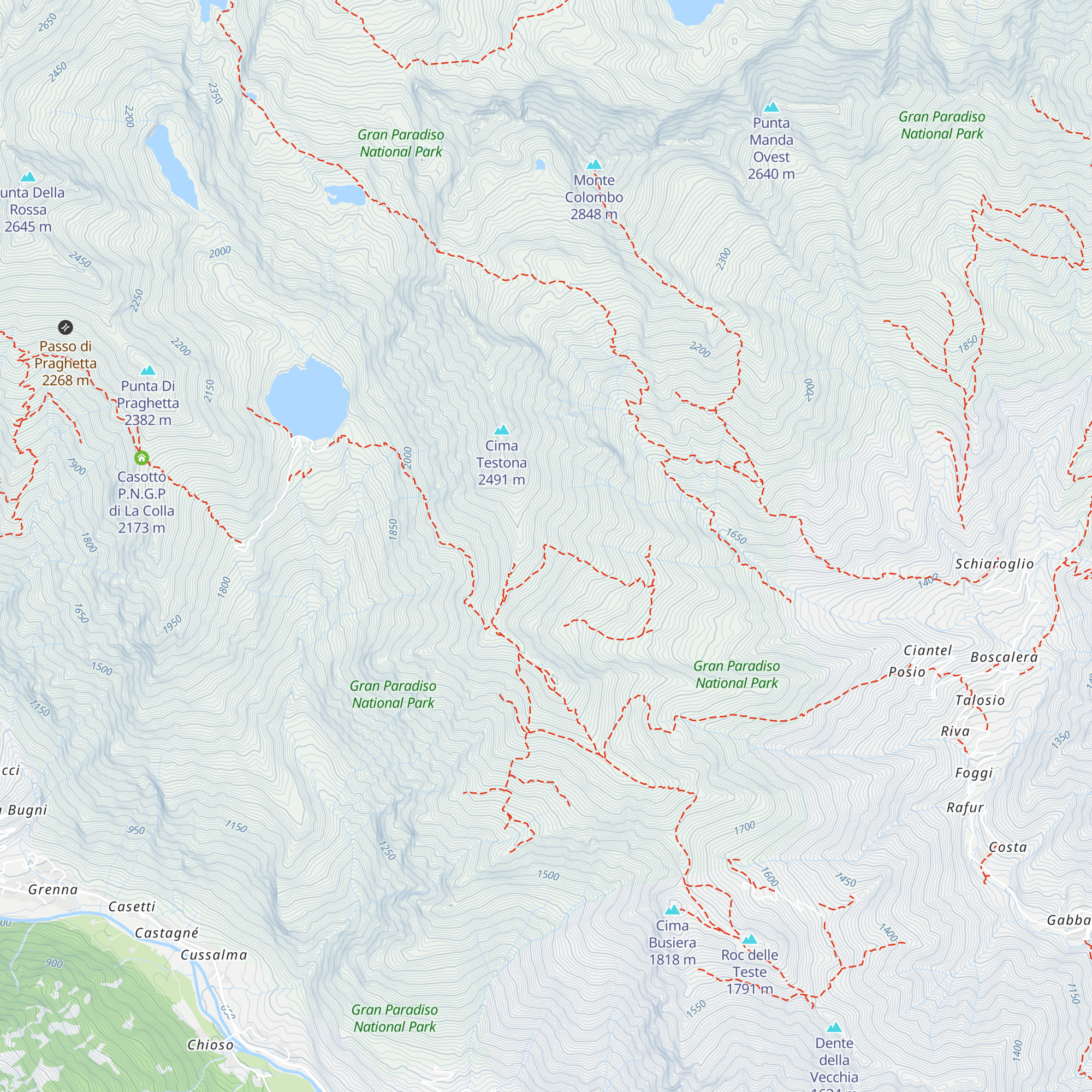 Casotto P.N.G.P. dell'Alpe Testona map