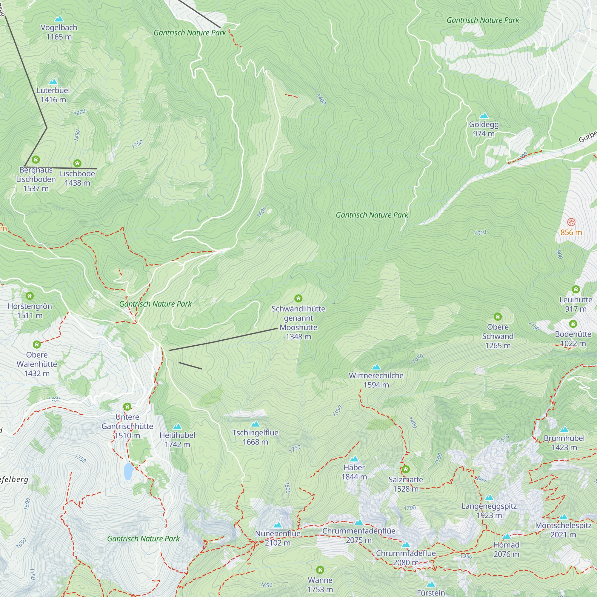 Schwändlihütte genannt Mooshütte map
