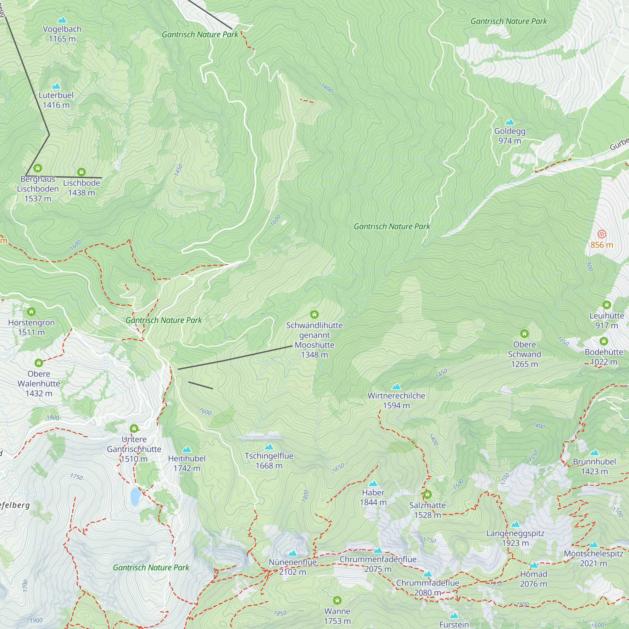 Schwändlihütte genannt Mooshütte map