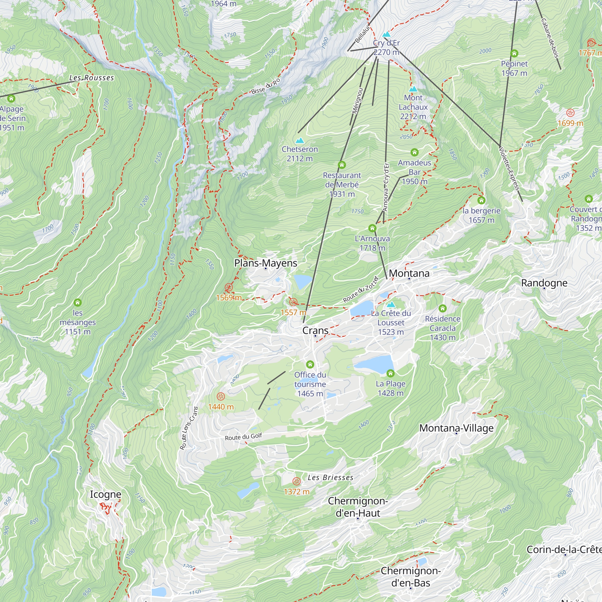 Service des eaux de la commune de Chermignon map