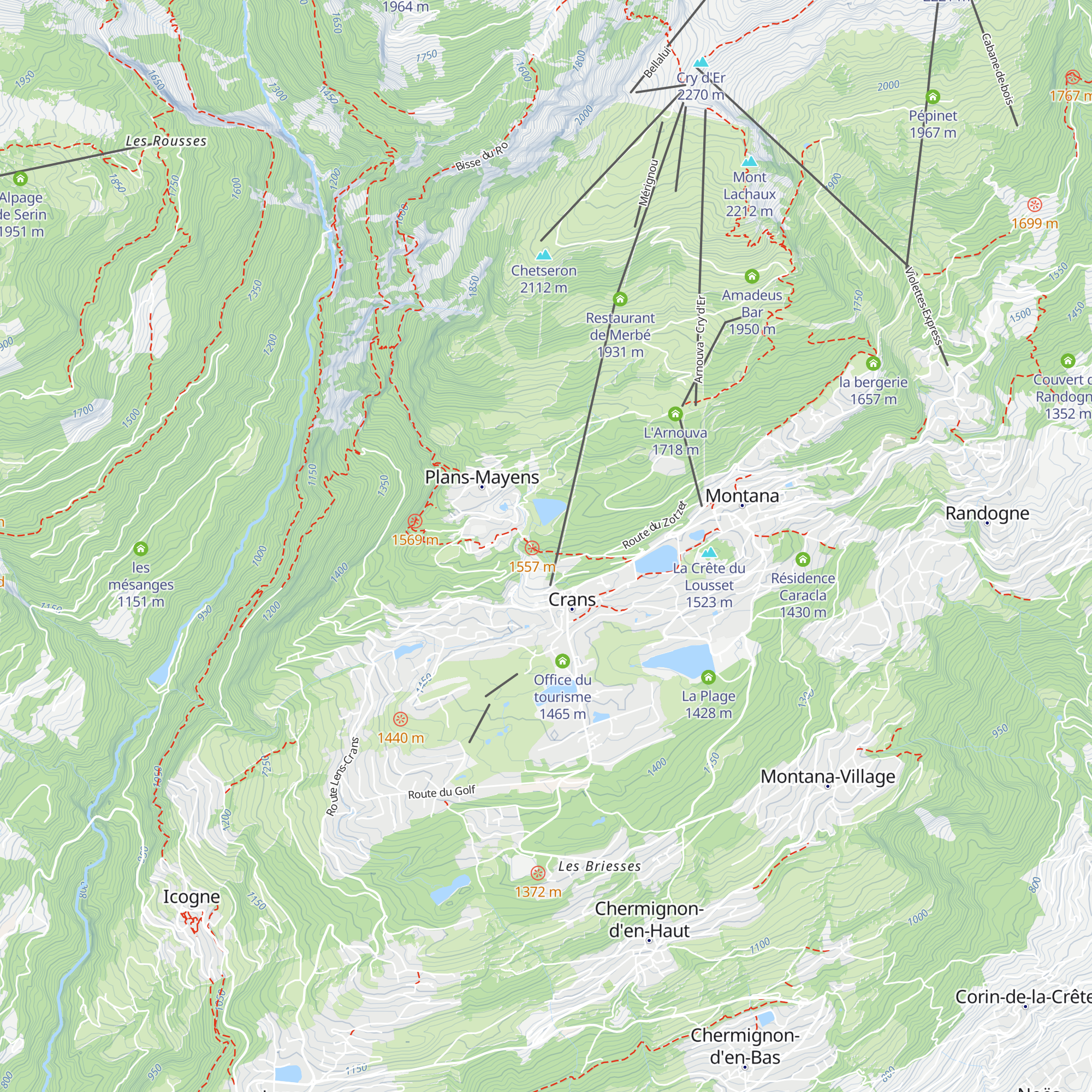 Service des eaux de la commune de Chermignon map