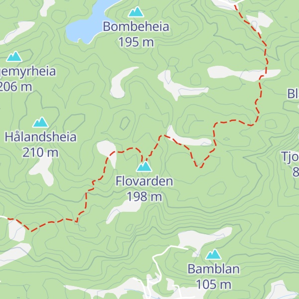 Map of Hålandsheia østre