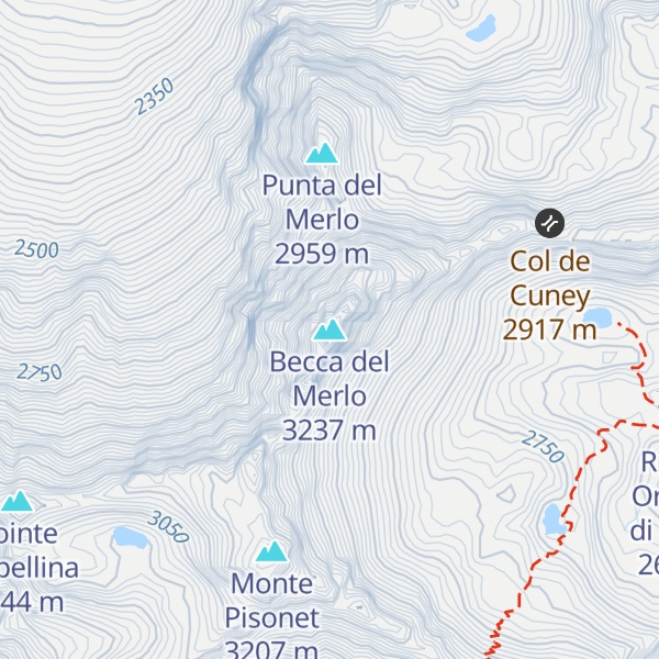 Map of Becca del Merlo
