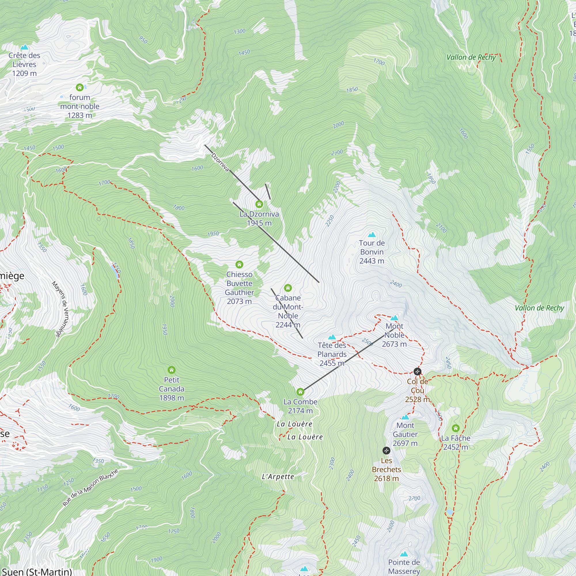 Cabane du Mont-Noble map