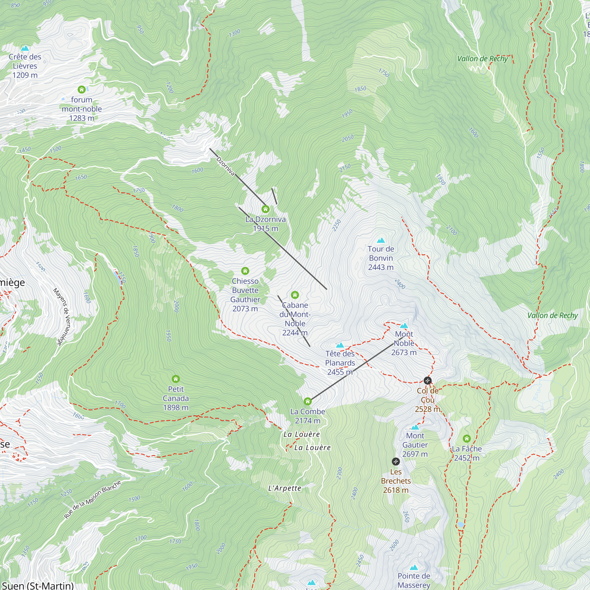 Cabane du Mont-Noble map