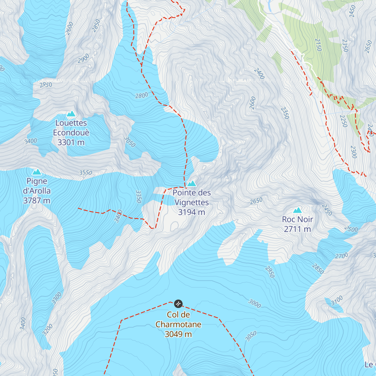 Cabane des Vignettes CAS map
